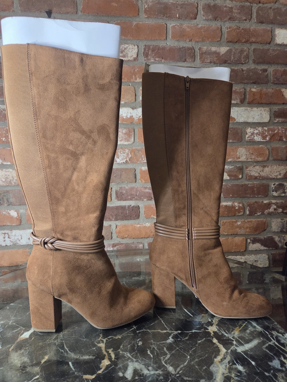 LC Lauren Conrad Brown Suede Knee-High Block Heel Boots